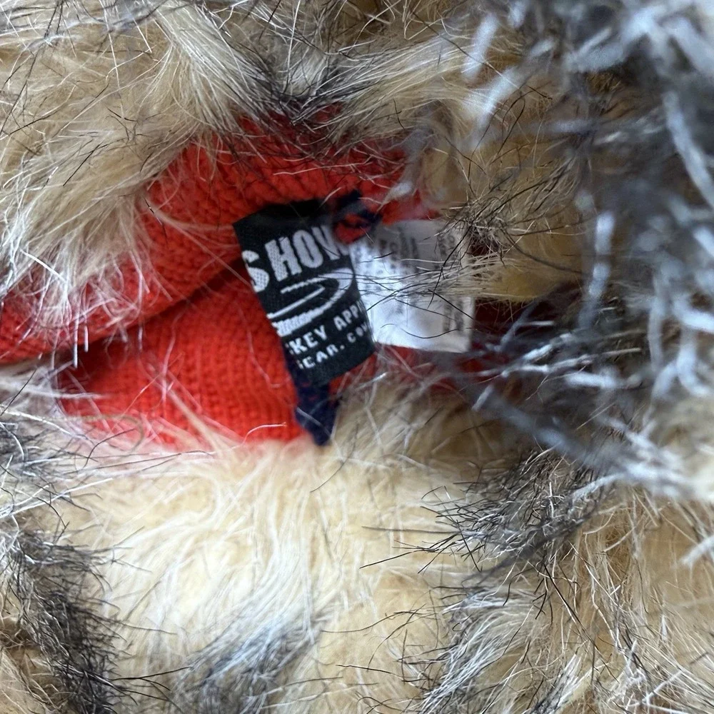 Gongshow Hockey USA Trapper Hat Faux Fur Ear Flap Knit Beanie One Size